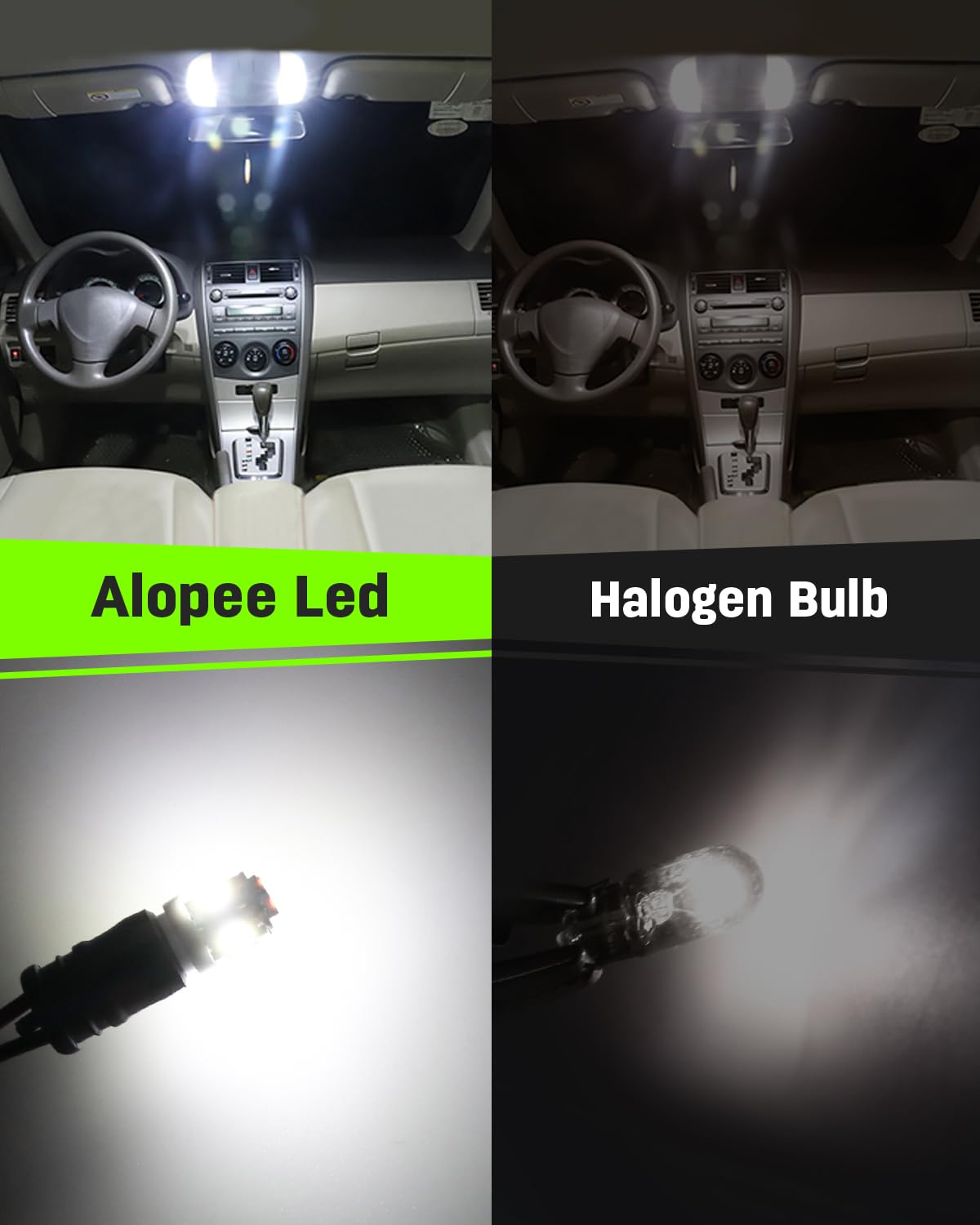 Alopee 30 Pack 194 LED Bulbs, White 6500K T10 Automotive Light, 5SMD 5050 Chips, DC 12V Replacement for Car Dome, Map
