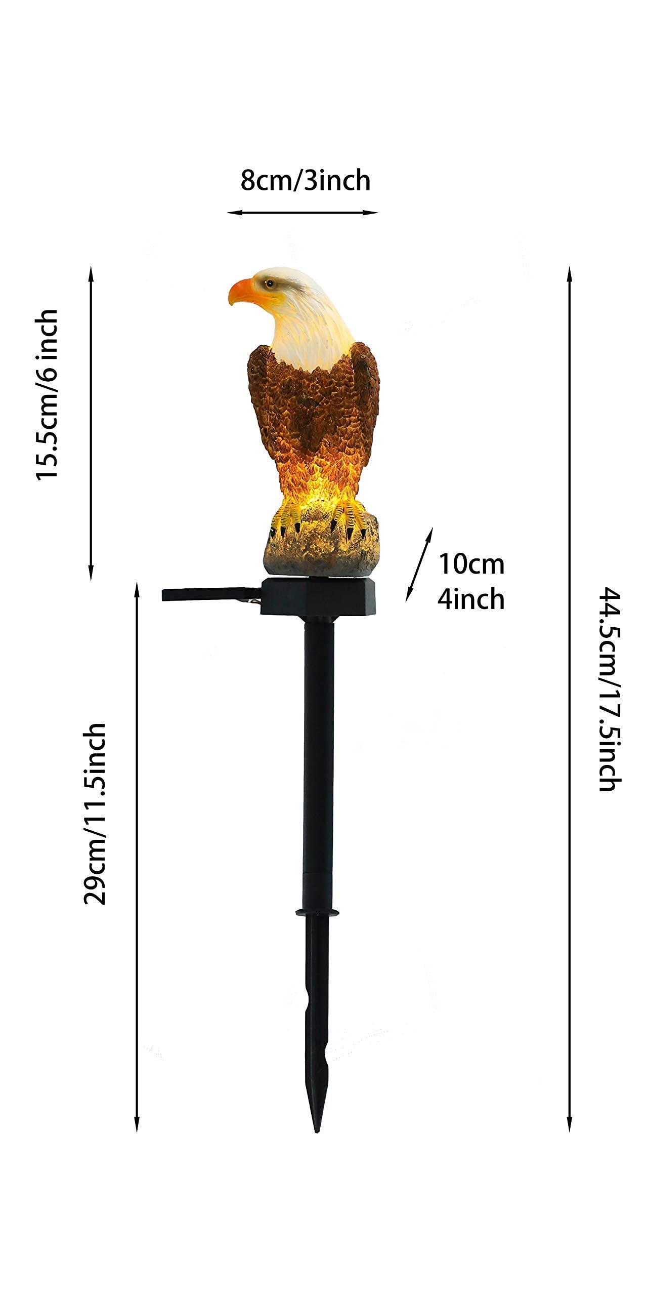 Chuangfeng Eagle Figurine Solar Stake Light - Outdoor Garden Decoration, Plastic, Bright Light, Model Cf-Jason-2011112, Color Eagle1