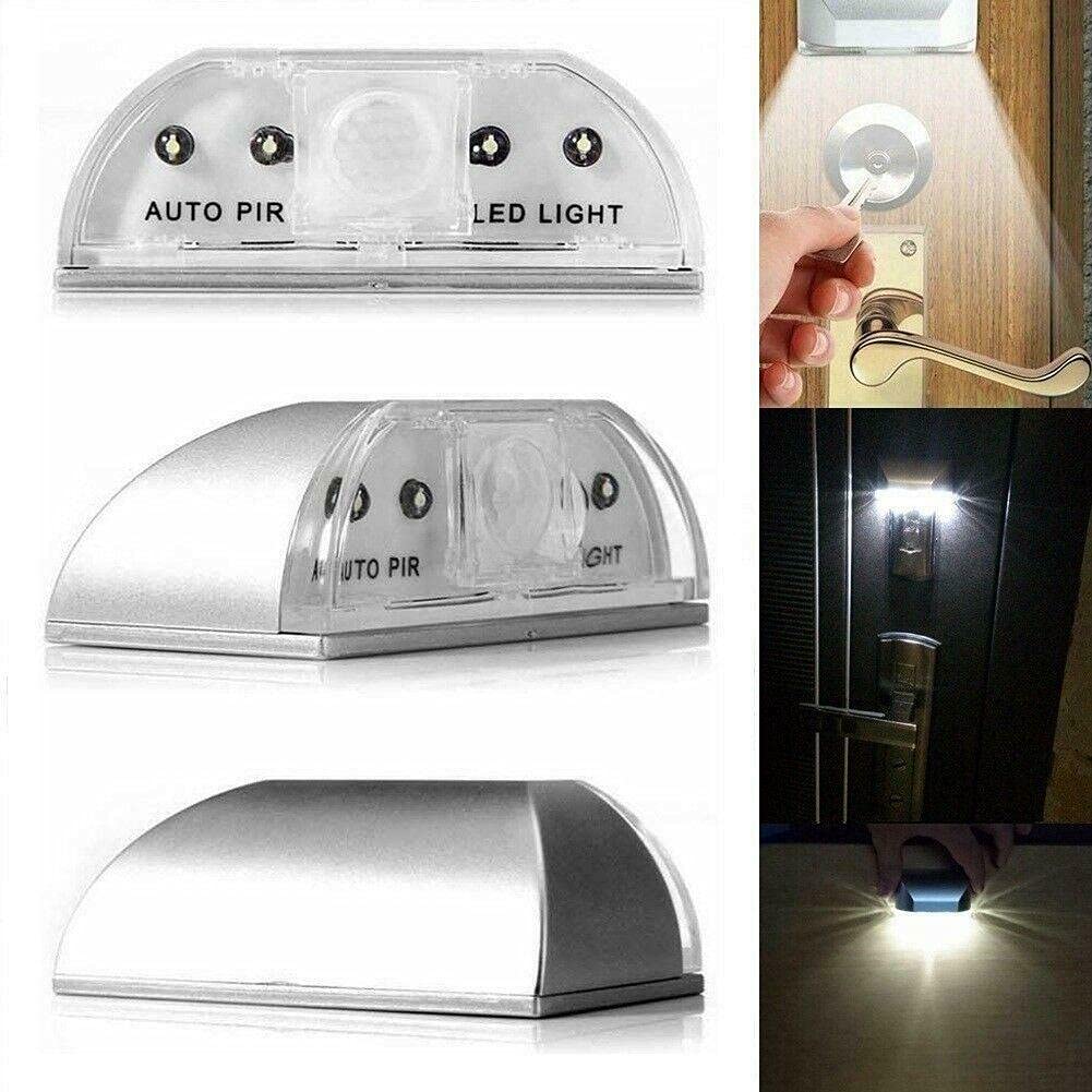 DEEIRAO Keyhole Light Lamp - Battery Operated PIR Motion Detector with 4 LED Bulbs, Wireless Auto Sensor Night Light for Doors, White