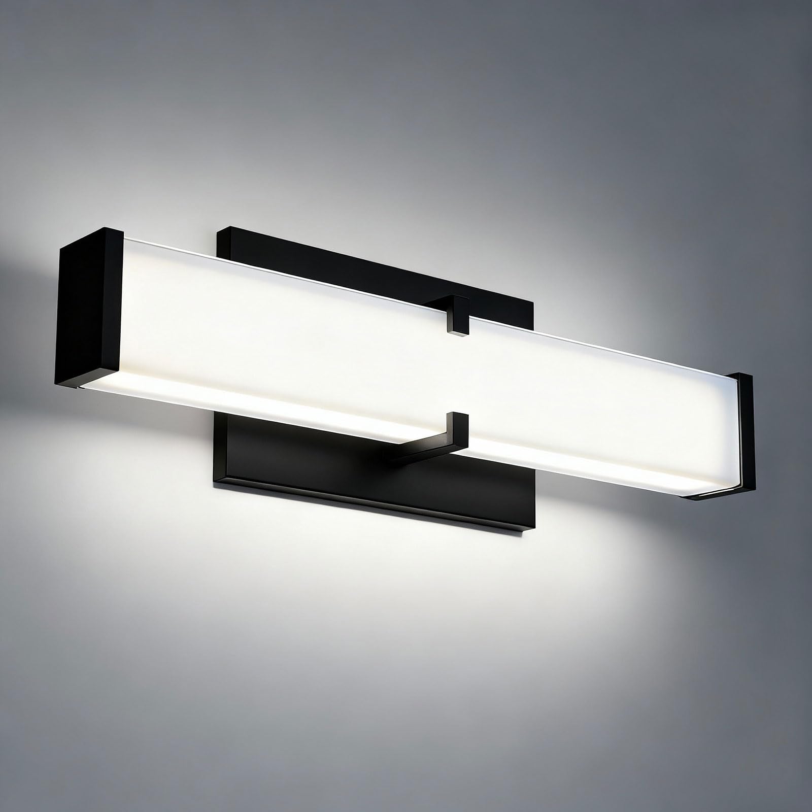 Bathroom Lighting Fixtures Over Mirror: 16-Inch Modern Bathroom Vanity Light Etl Certified - Black Led Vanity Light Bar With Elegant Clear Shade - Wall Light Fixtures 5000K Cool White Dimmable  1 Pack