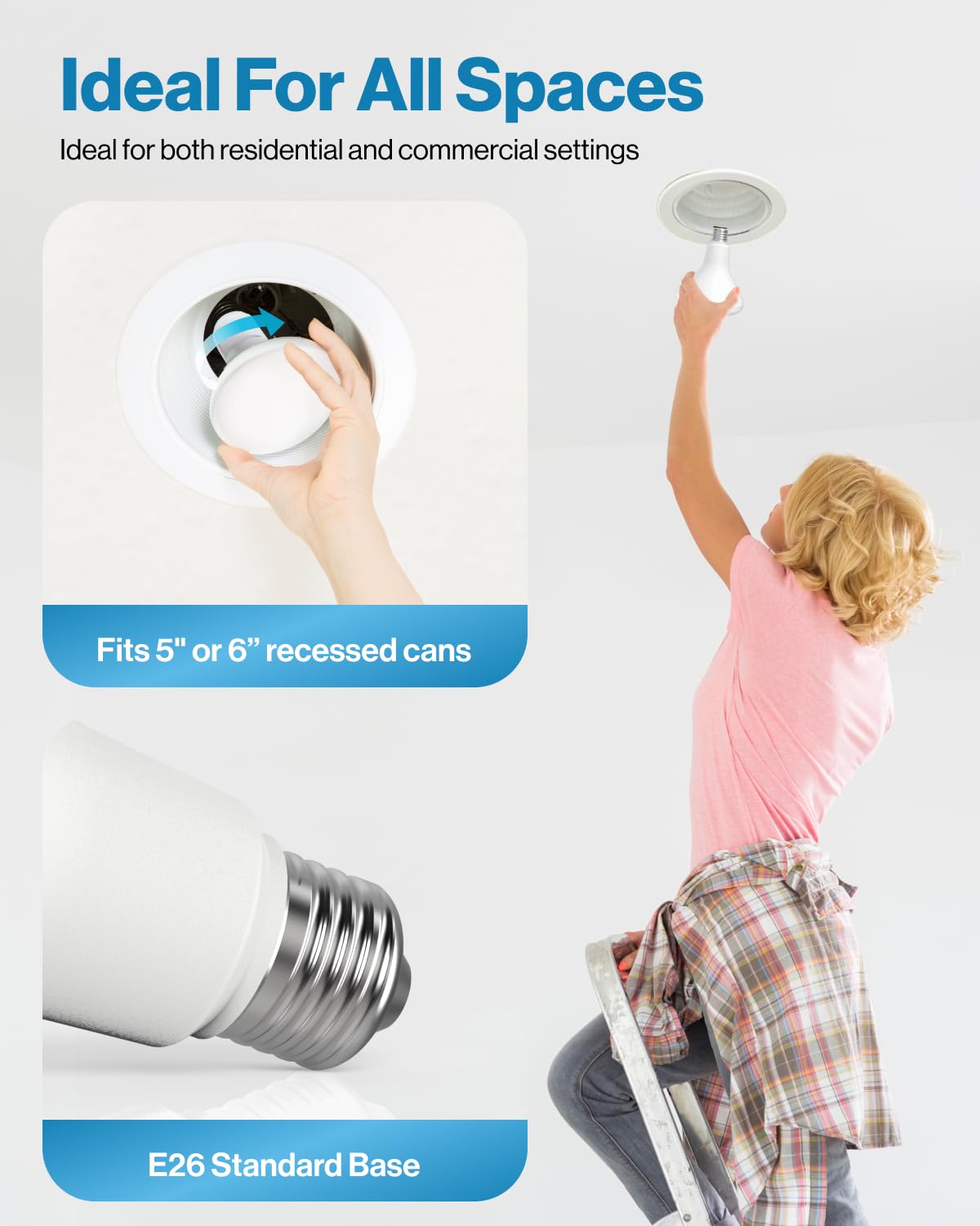 Sunco 12 Pack Br30 Led Bulbs, High Output 1200 Lumens, Indoor Flood Lights, 11W Equivalent 65W 2700K Soft White, E26 Base, Inter