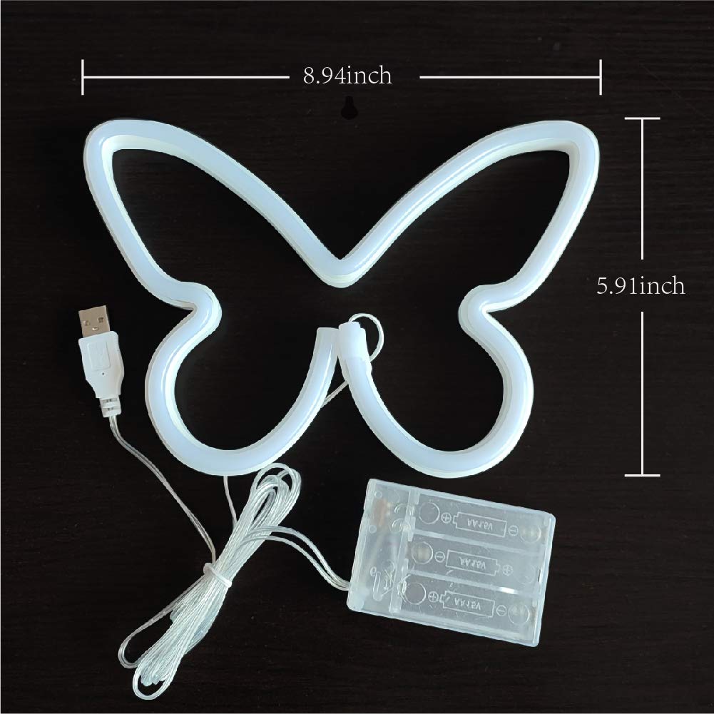 Jywj Butterfly Neon Light Sign - Usb/3-Aa Battery Powered Led Decor, Blue, Model Jy-Bf-Bu01, Perfect For Girls Bedroom & Parties