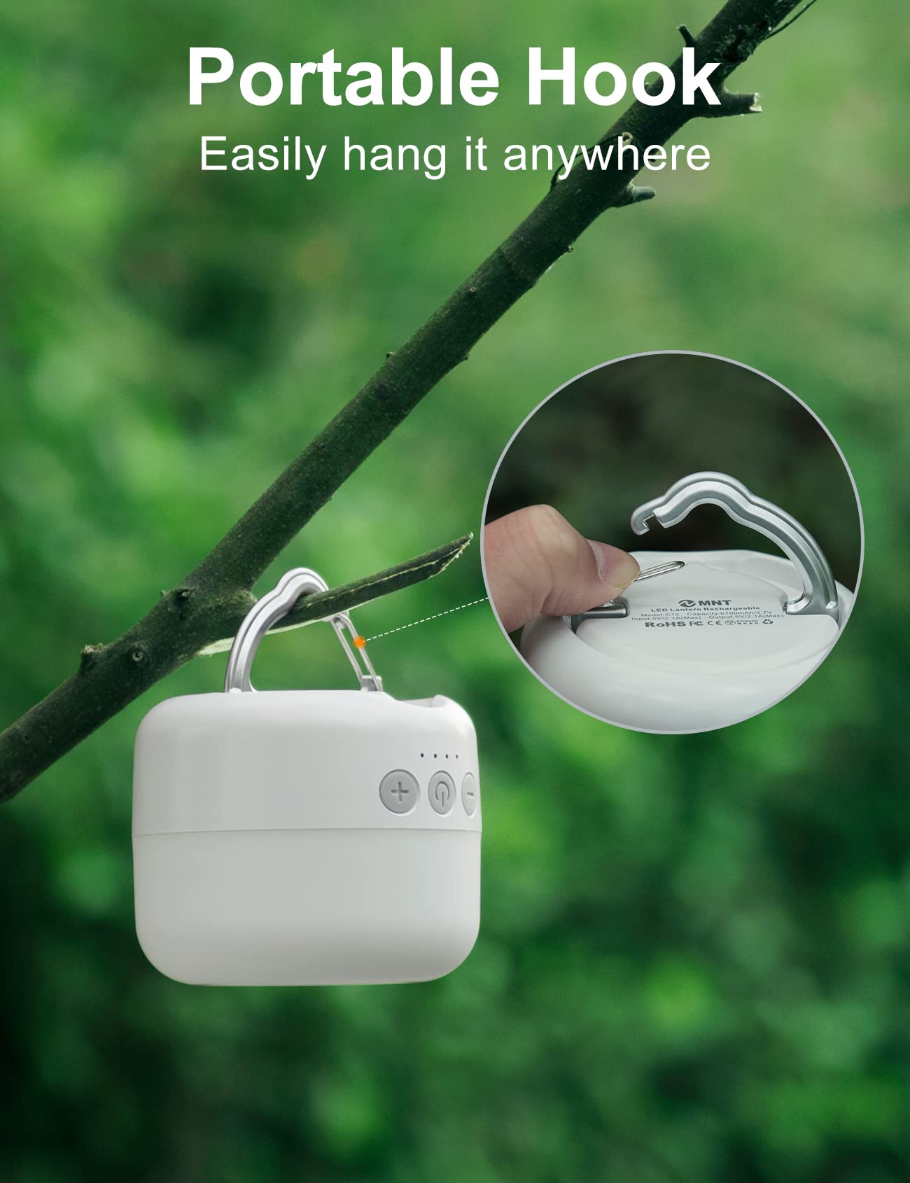 ZMNT 1000LM Rechargeable Camping Lantern, 6700mAh Battery, Creamy-white, Model C10-W, LED Tent Light for Outdoor Emergencies