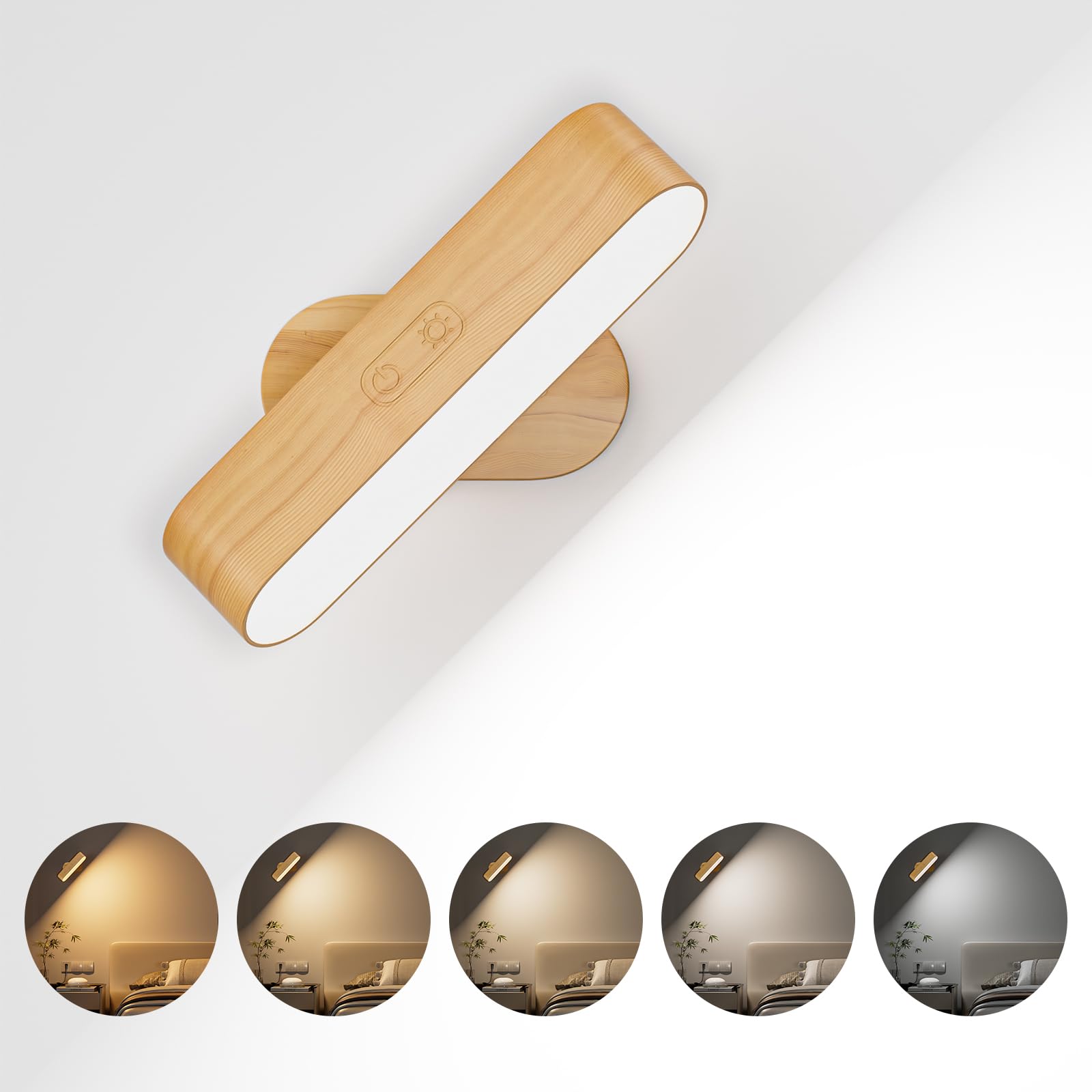 Hensam LED Wall Sconce, Rechargeable Wireless Light, 5 Color Modes, 1 Pack, Amber, Model CL-K38