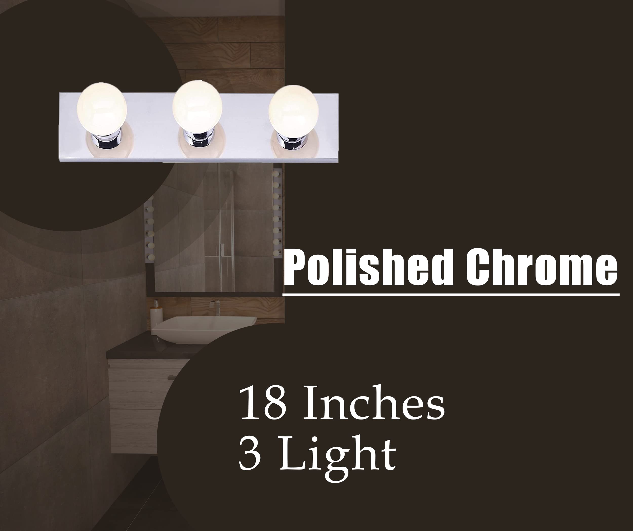 DYSMIO Six Light Vanity Strip Fixture - Polished Chrome, Metal, 36in - Salon-Grade Accessories for Bedroom, Bathroom, Dressing Room, 7847-2