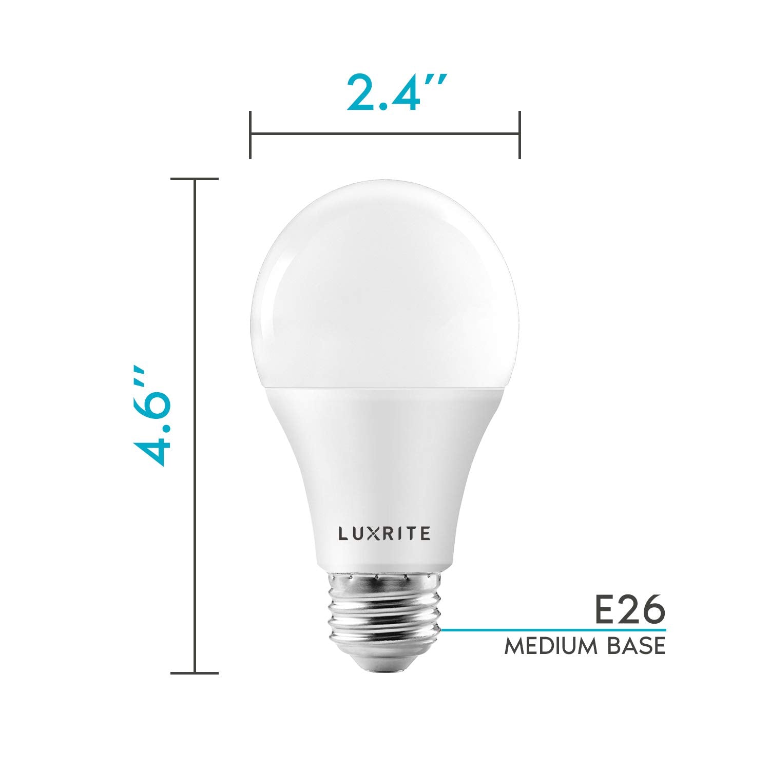LUXRITE A19 LED Light Bulbs 15W Dimmable 3500K Natural White 1600 Lumens E26 Base 16 Pack
