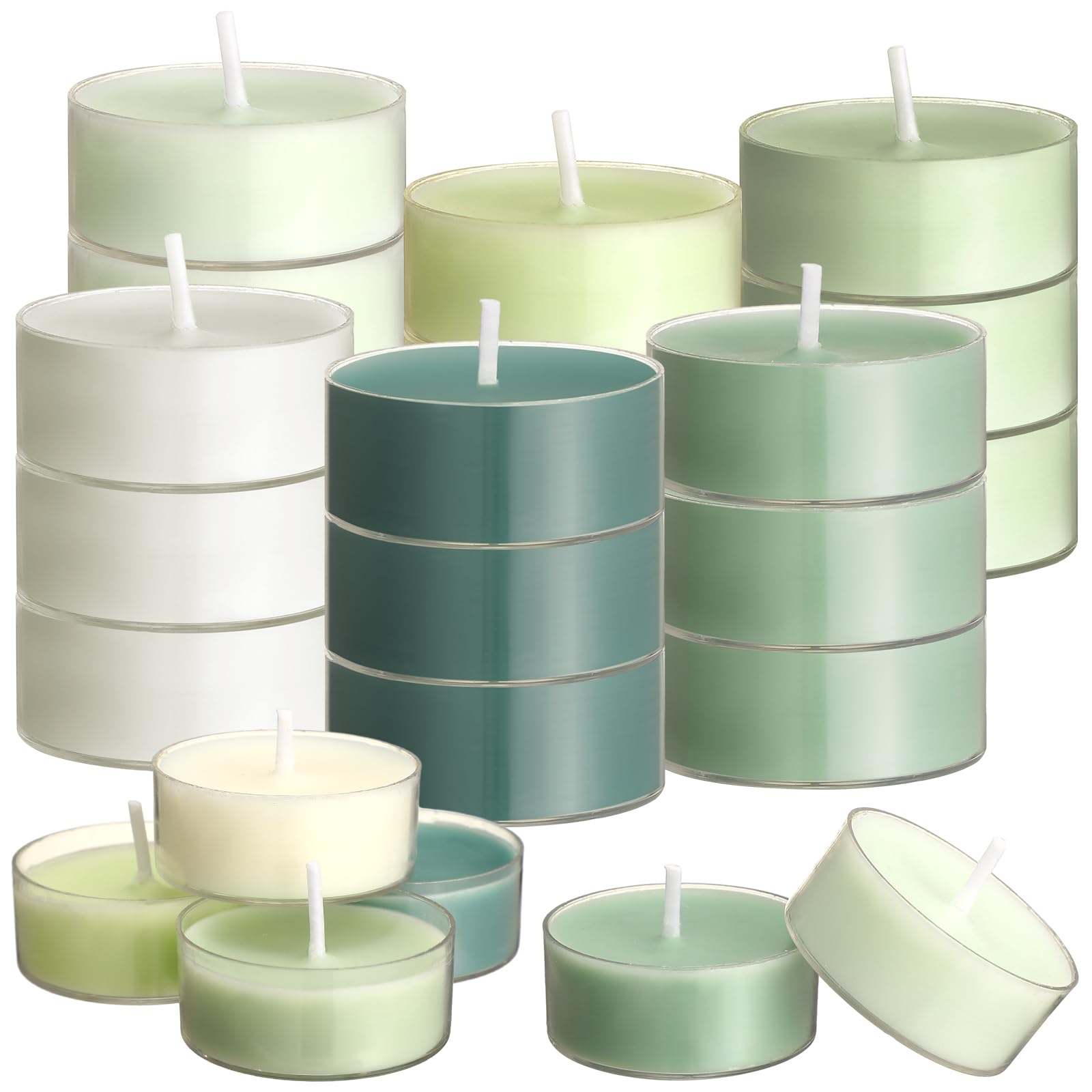 Conelist 24 Pack Colored Scented Tealight Candles Bulk Spring Small Fragrance Tea Lights in Clear Cups Colored Warmer Candles Ar