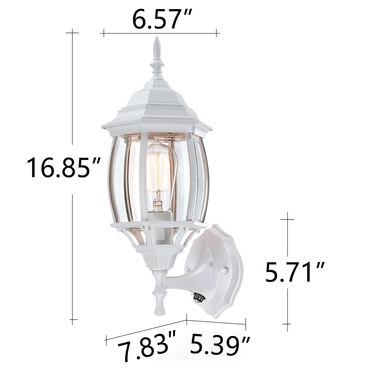 Faymart Lighting 16.8 Inch White Outdoor Wall Lights Dusk To Dawn  Outside Wall Sconce For House White Dusk To Dawn Sensor Outdoor Light For Front Door Porch Sconce With Vintage Design E26