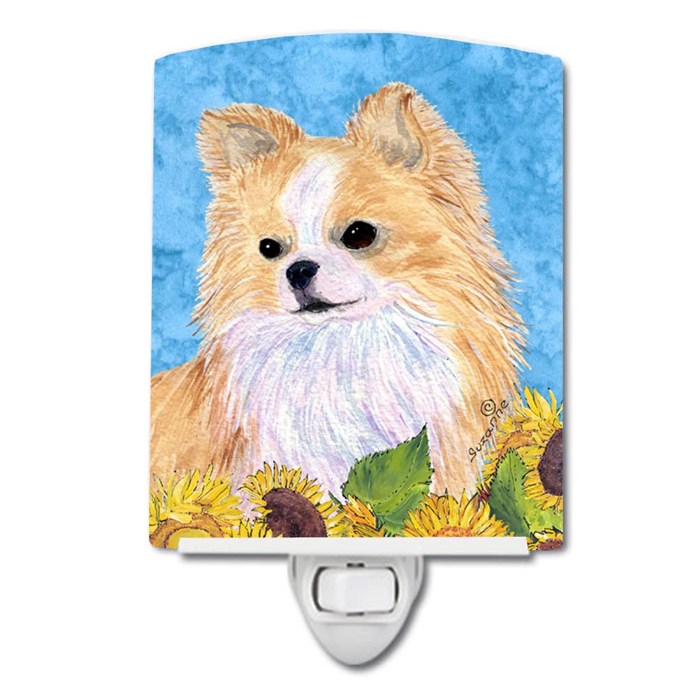 Carolines Treasures Ceramic Night Light, Chihuahua in Summer Flowers, UL-Certified, 6x4x3 inches, Multicolor, Model SS4242CNL