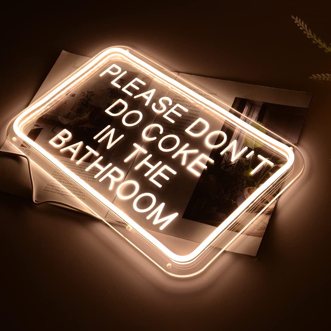 Planzo LED Neon Sign - Warm White Acrylic Wall Decor - 15.75in x 9.84in - Model PL5VPleasedontWarm - Perfect for Bedroom, Bathroom, Game Room