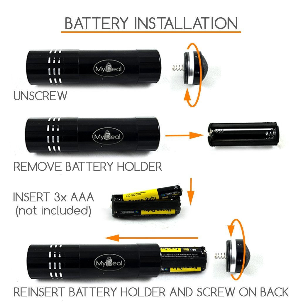 Mydeal Products Visighost Uv Ultraviolet 9 Led Blacklight Pocket Flashlight With Batteries For Paranormal Research On Ghosts, Spirits, Entities And More! Includes Strap And Carabiner Keychain