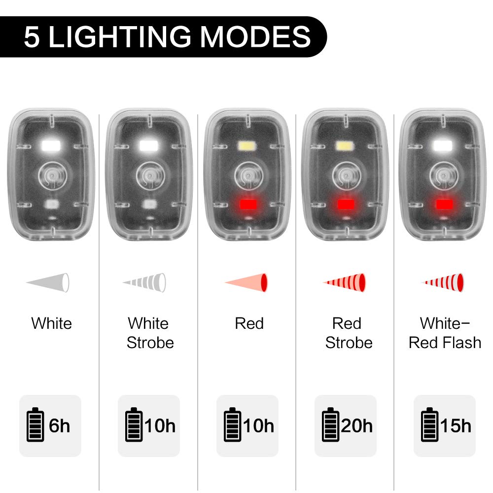 LED Safety Light, Clip On Strobe/Running Lights for Runners, Bike Tail Light with 5 Lighting Modes, High Visibility Accessories