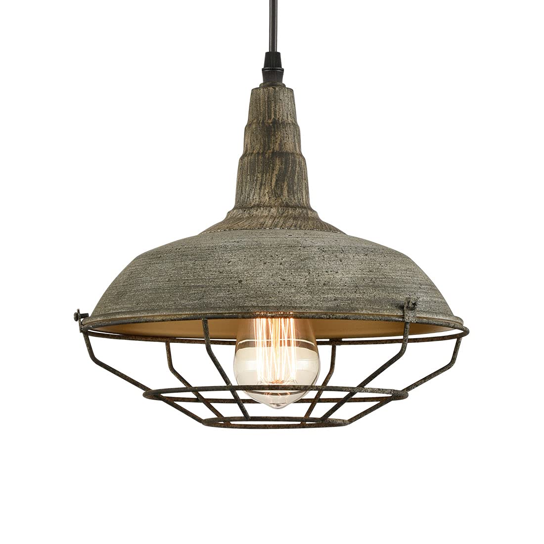 HOLKIRT Vintage Metal Cage Barn Pendant Light Fixture 1-Light Stained Finish Mold Color