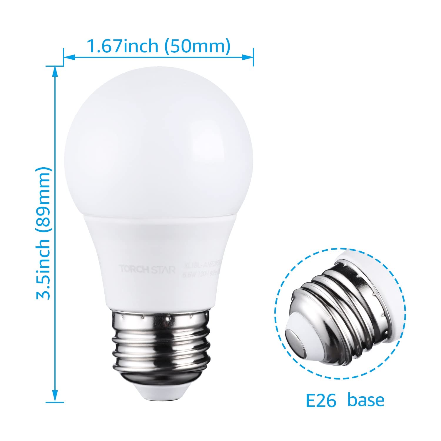 Torchstar 5.5W A15 Led Bulbs 40 Watt Equivalent Dimmable, 5000K Daylight, E26 Medium Base, G45 Bulb Shape, Led Light Bulb For Ce