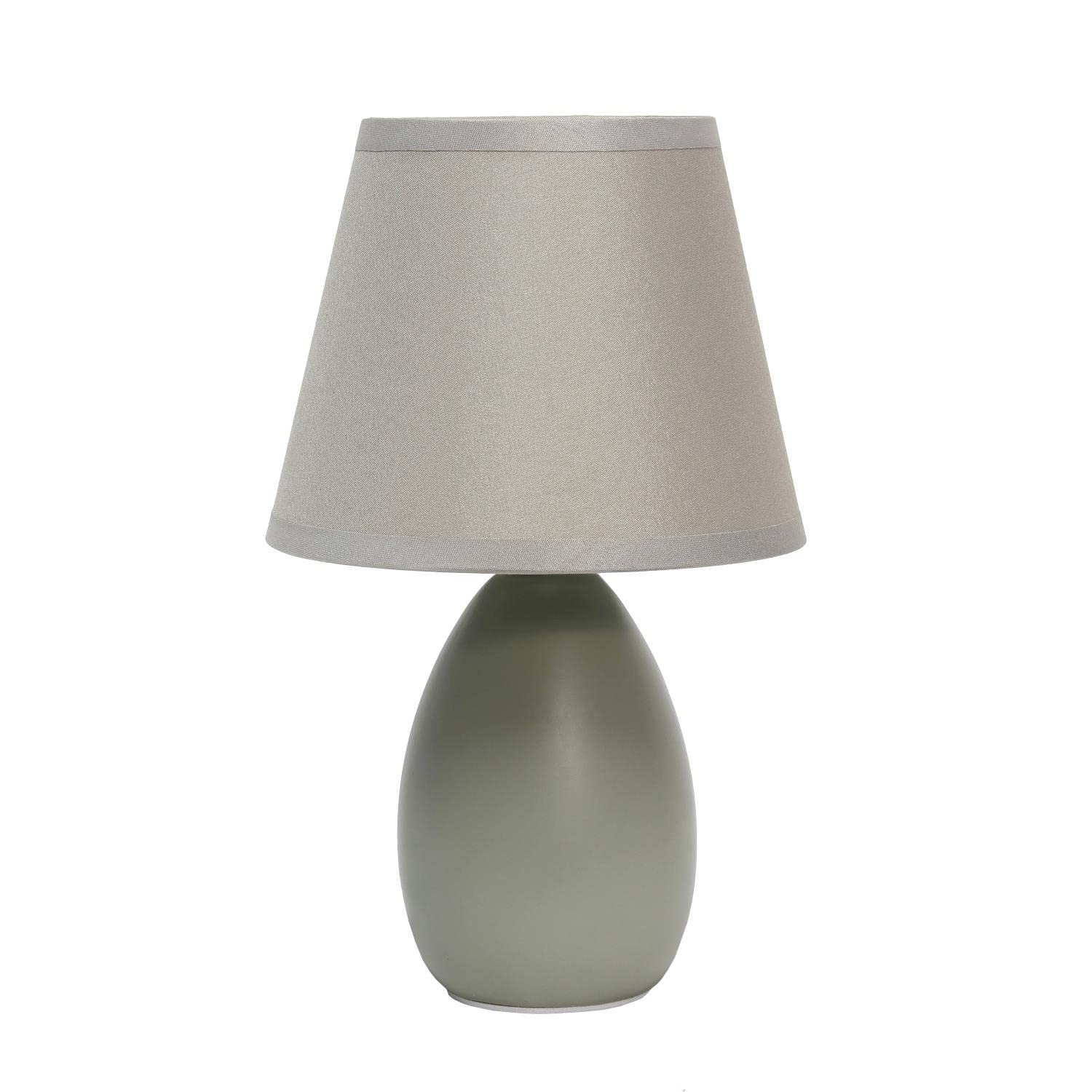 Creekwood Home Gray Ceramic Oblong Table Lamp With Drum Shade, 9.45&quot; Petite Design