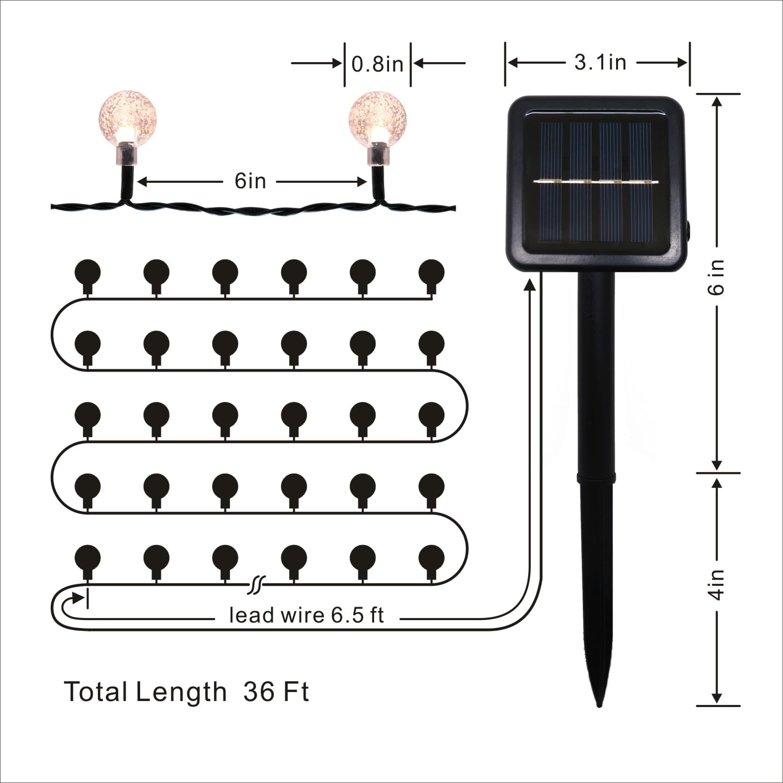 Solar String Lights Outdoor Waterproof 2 Pack 120 Led 72Ft- Crystal Globe Lights With 8 Modes For Garden, Lawn, Gazebo, Porch De