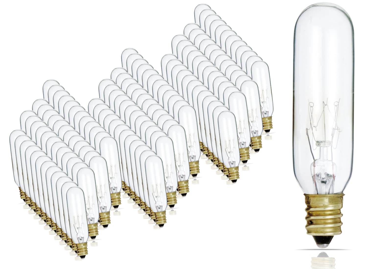 Satco S3912 15W T6 Incandescent Light Bulb, Clear, 2700K Warm White, E12 Base