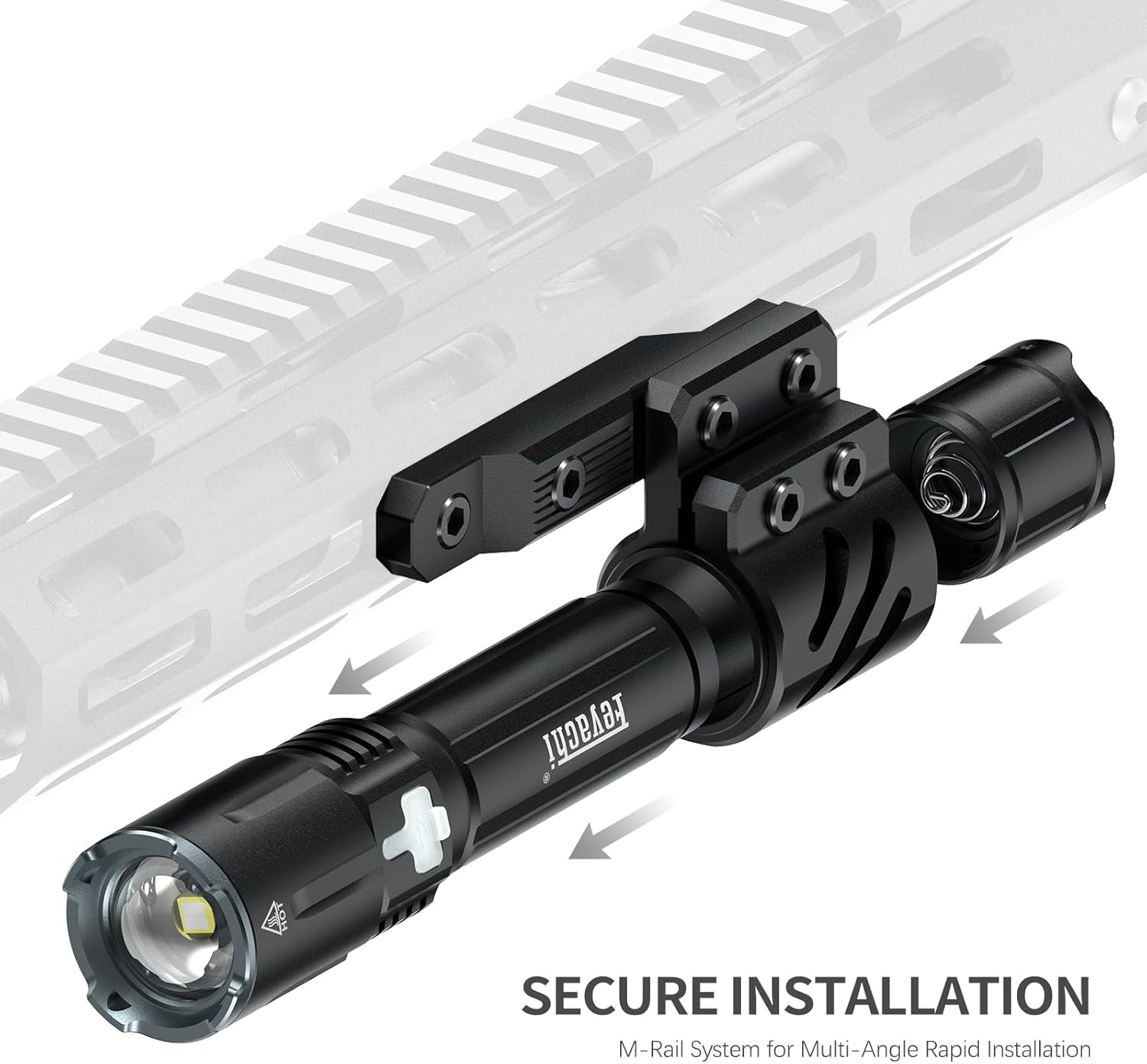 Feyachi FL26 Tactical Flashlight, 2000 Lumen, USB-C Rechargeable, Adjustable Focus, IPX7 Waterproof, Black