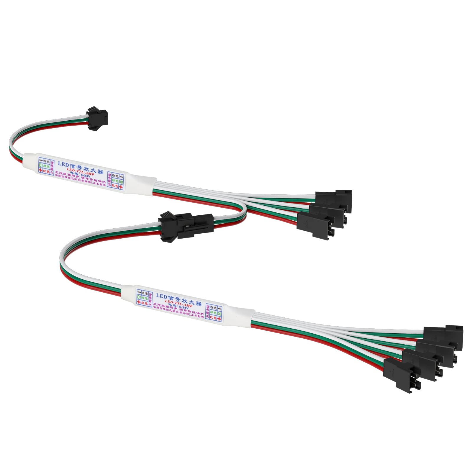 BTF-LIGHTING LED TTL Amplifier 1 to 4 for 3 Pin Addressable LED Strips, Model LED-TTL-AMP-4K, Plastic Material