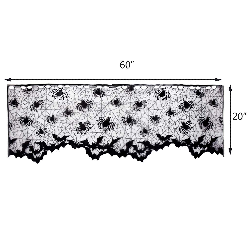 Poualss 3Pcs Halloween Lamp Shade Cover Black Lace Spider Web Lampshade Cover Topper Scarf For Halloween Lamp Decorations, 20 X
