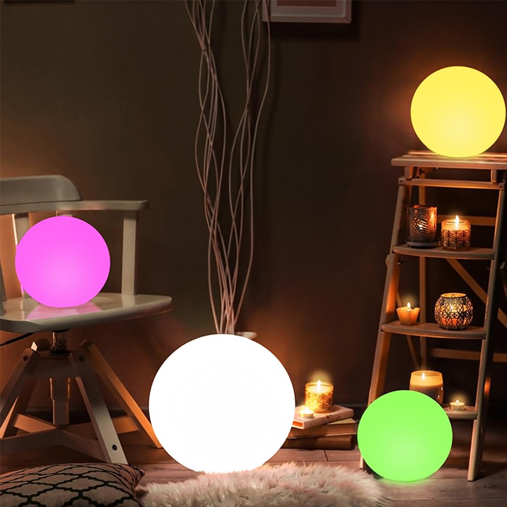 10-In Glowing Led Ball Light, Dimmable 16 Rgb Color 4 Mode Glowing Orb Lights W/Remote, Rechargeable Light Up Ball Orb Lamp, Wat
