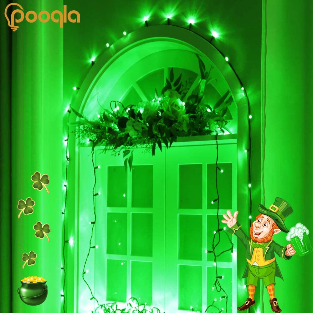 Pooqla Green String Lights Halloween Decoration, 200 Led 66 Ft Indoor Outdoor Led Green Lights, 8 Modes Twinkle Fairy Lights For