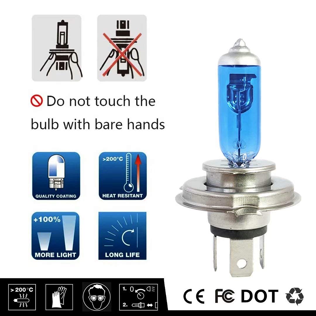 Vexoneye 9003/H4 Halogen Headlight Bulb, White Light 64193 12342 P43T 12V 60/55W 5000K 2 Pack Long Life