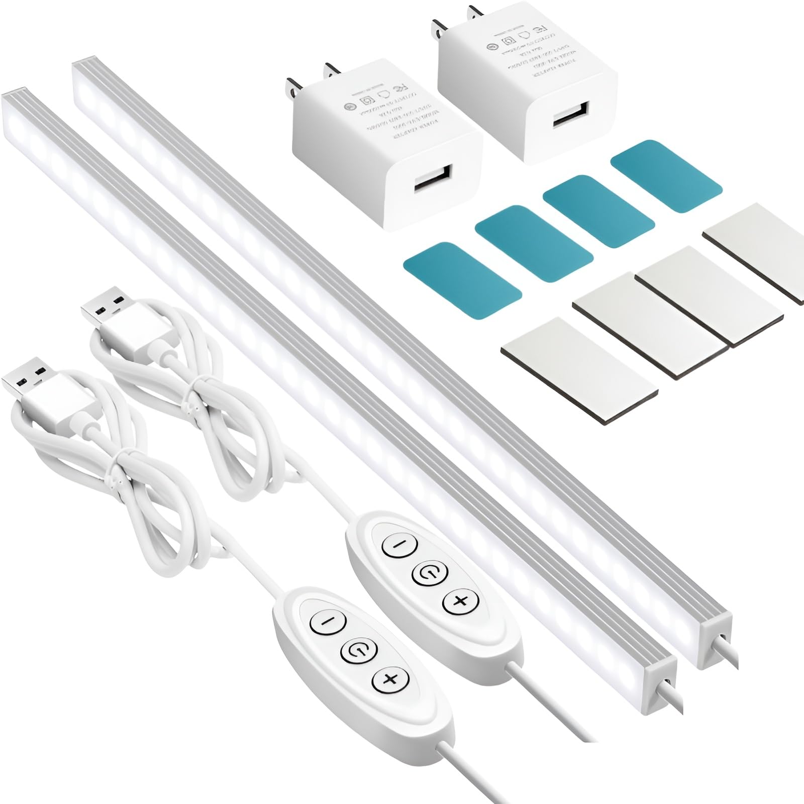 GLVSAE Under Cabinet Lights, LED Light Bar, 12 Inch, Dimmable, Cool White, Aluminum, 2 Pack, Model 001, White