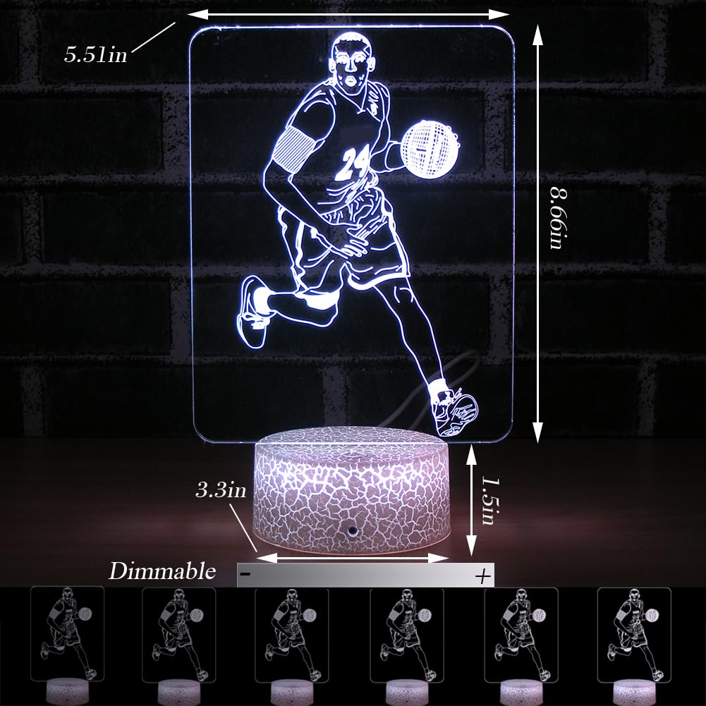 HYODREAM Basketball Night Light - 16 Color Changing, Dimmable Decor Lamp for Boys, Remote & Smart Touch, White, Model HYO203