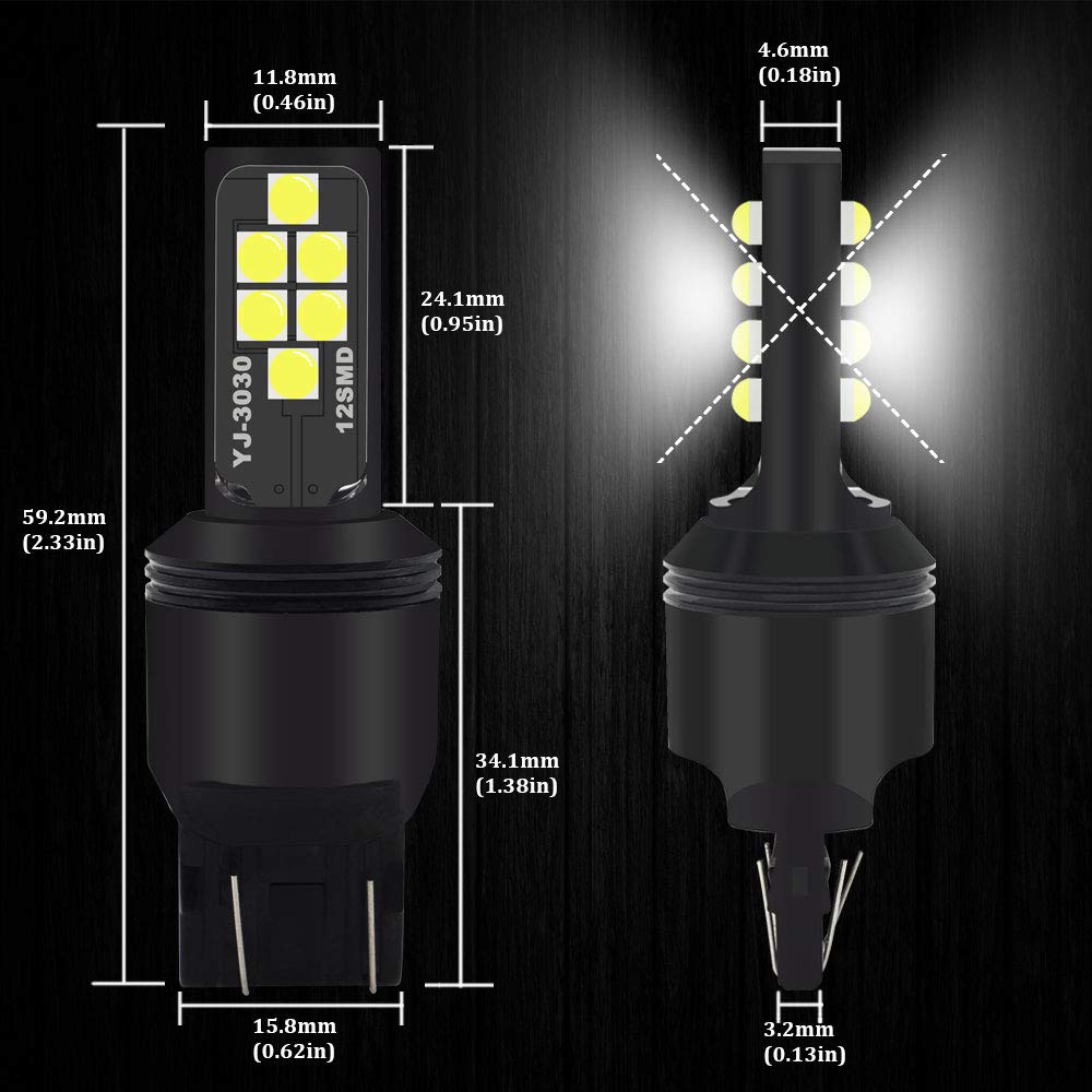 SOCAL-LED LIGHTING Blue LED Turn Signal Bulb, 7443 (T20), Plastic, Pack of 2, Dark Blue, Bright Colorful DRL Brake Lamp