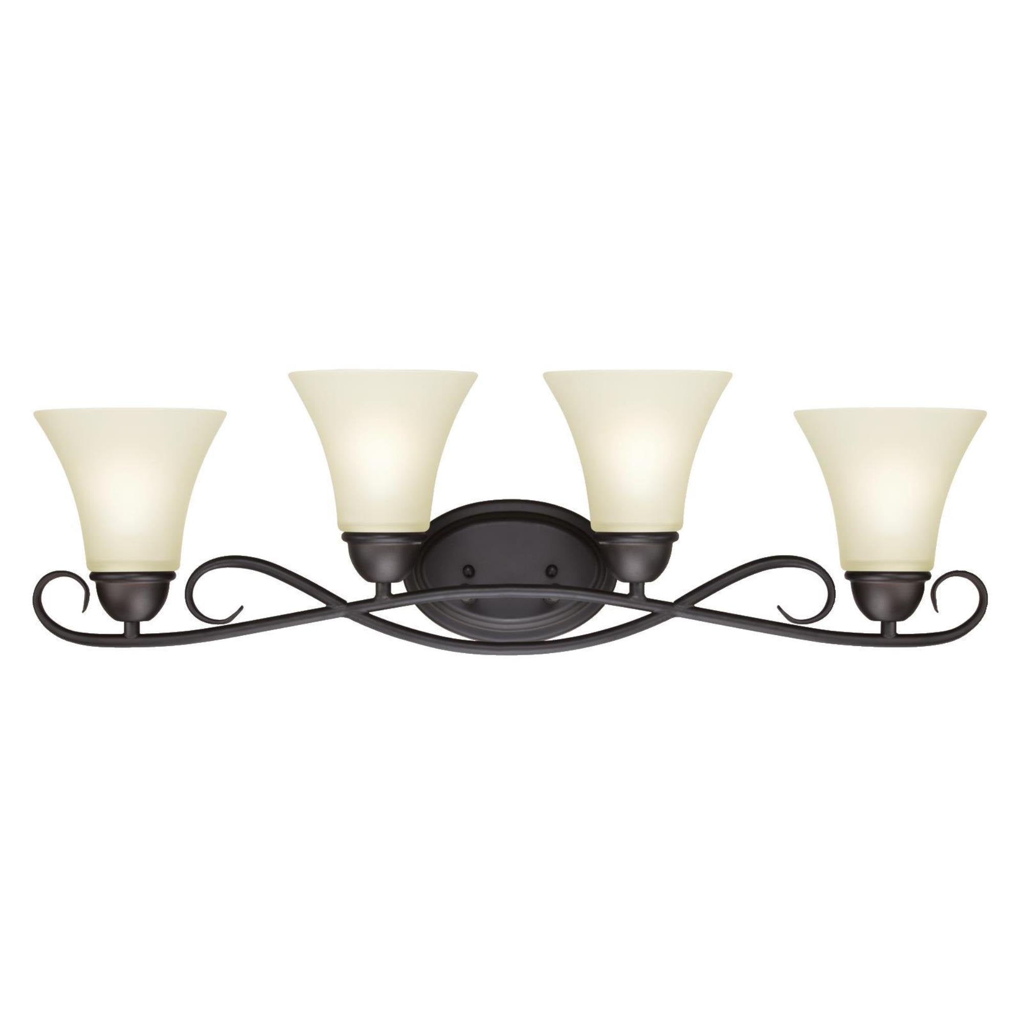 Westinghouse Dunmore Four-Light Wall Fixture, Oil-Rubbed Bronze Finish, Frosted Glass, Model 6307000