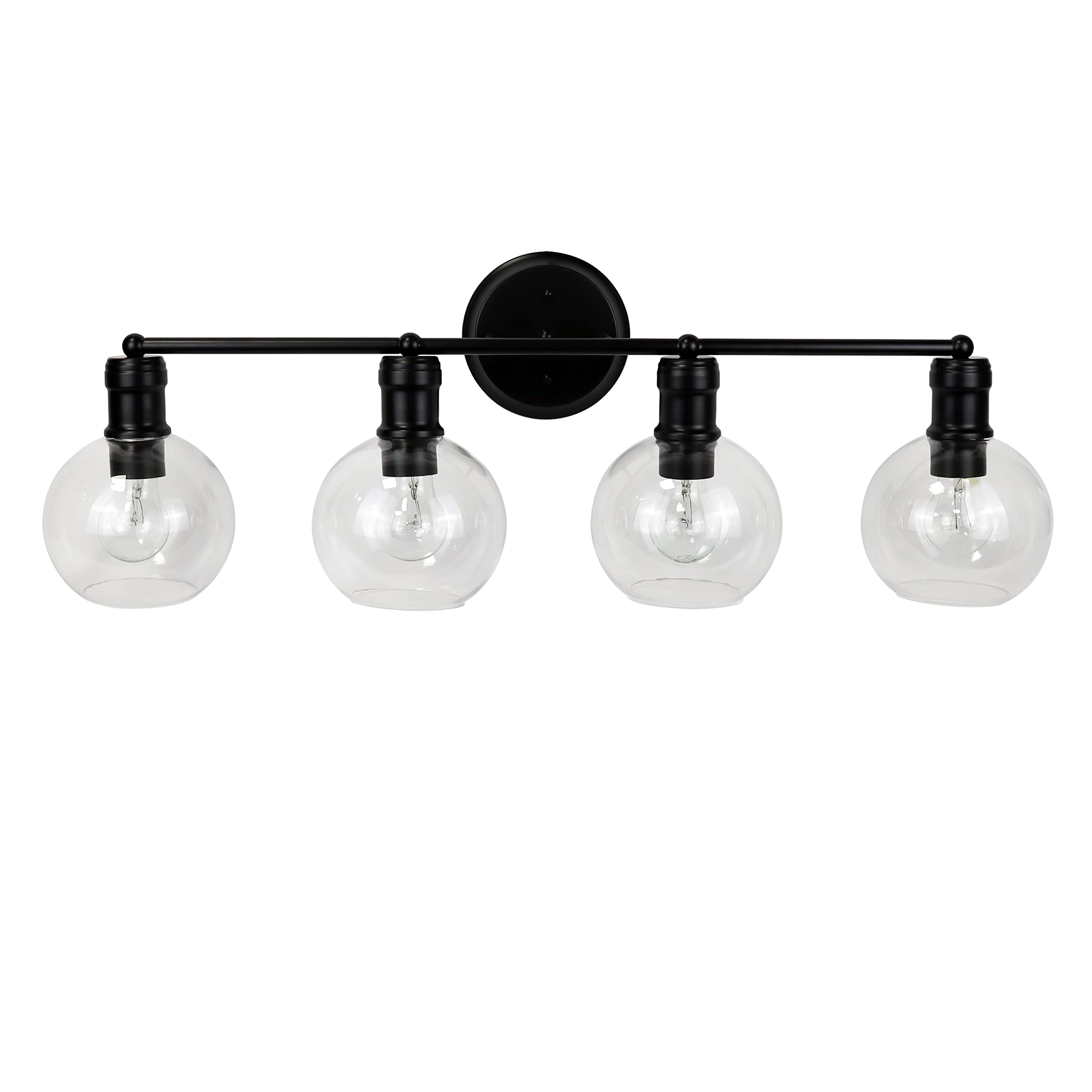 Chloe Lighting OXA 4-Light Vanity Bath Light, 30in Wide, Black, Glass, Model CH6S001BK30-BL4