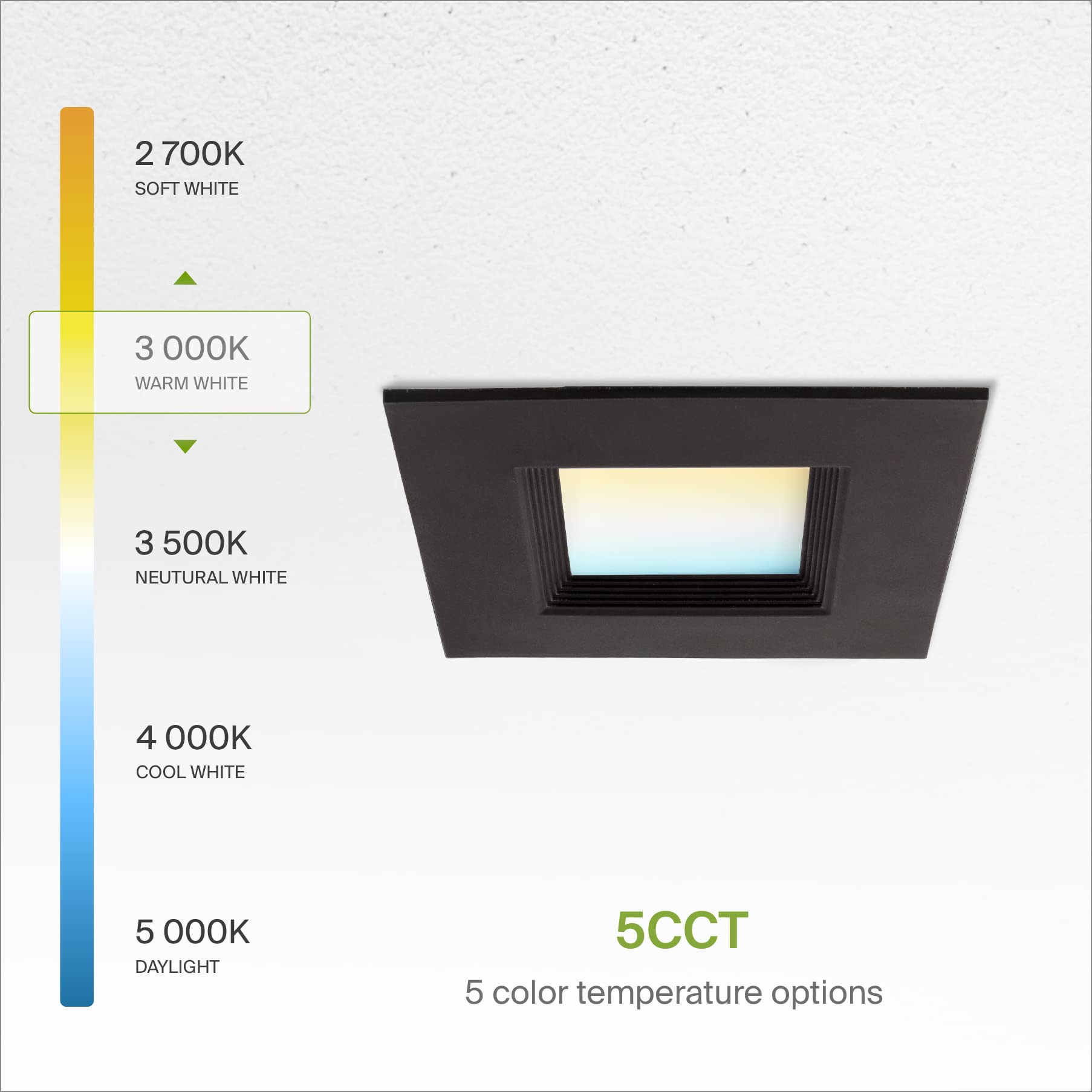 Asd Bronze 6 Inch Retrofit Led Square Recessed Lighting - 12W 1023Lm 2700/3000/3500/4000/5000K Selectable Dimmable Led Downlight  Wet Rated Cri90 Baffle Trim Square Can Lights  Ul 6 Pack