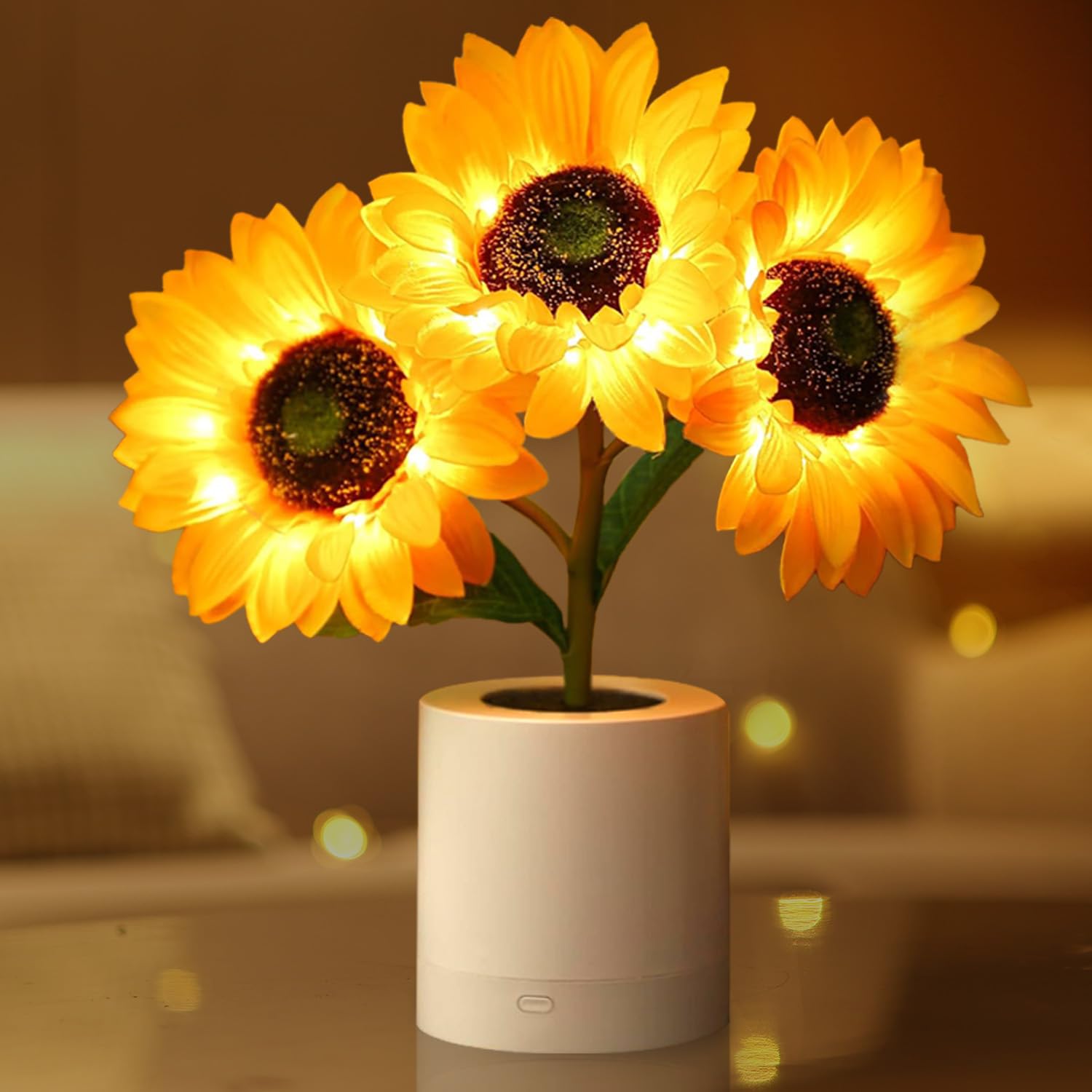 Lifnatty Sunflowers Lamp - Rechargeable Wireless Night Light, Dimming Table Lamp, Multicolor, Model 01