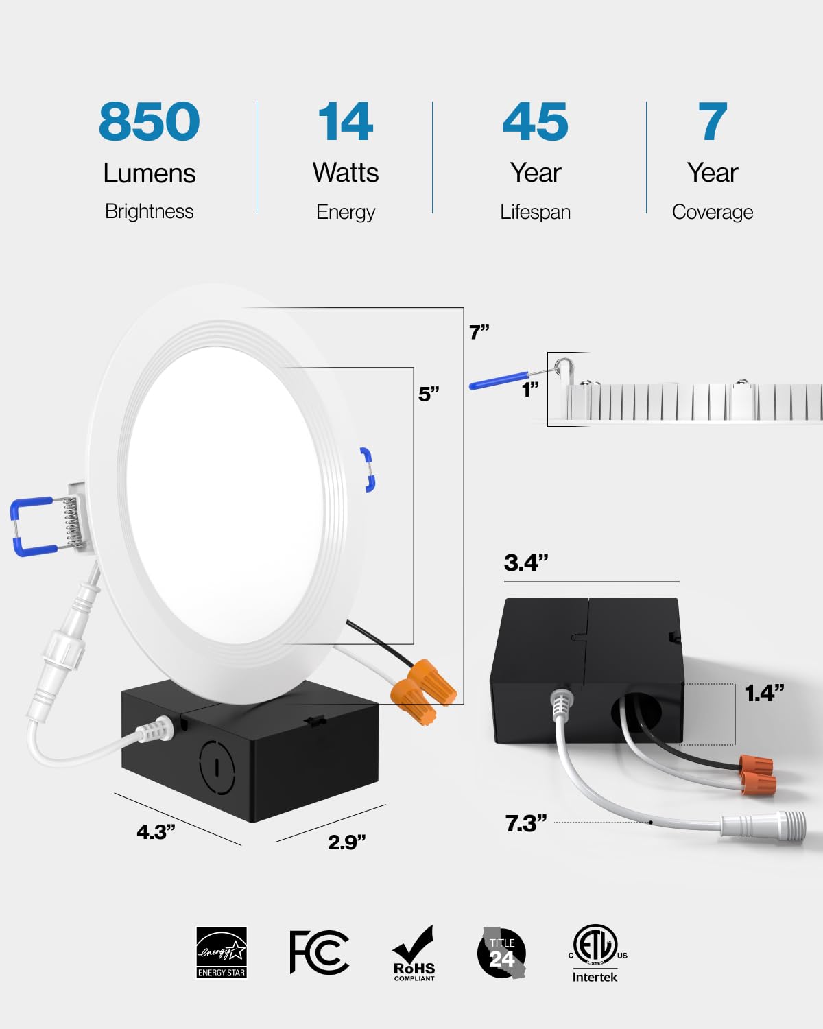 Sunco 24 Pack 6 Inch Led Recessed Light, Ceiling Canless Recessed Lights, Baffle Trim Ultra Thin, 850 Lm, 14W, 3000K Warm White,