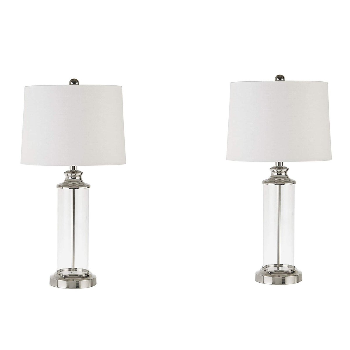 510 Design Clarity Desk Lamp - Modern Silver Glass & Metal Bedside Light For Bedroom & Living Room