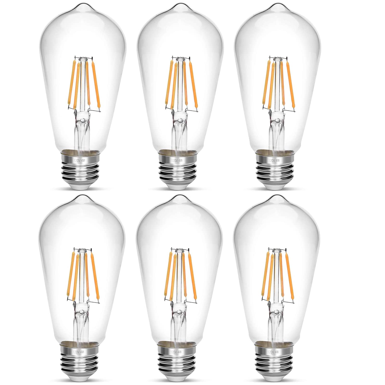 Notoc Led Edison Bulb 4W,Antique 40W Vintage Edison Bulb,E26 Light Bulb Non Dimmable Led Bulb 450 Lumens 2700K Warm White,Pack O