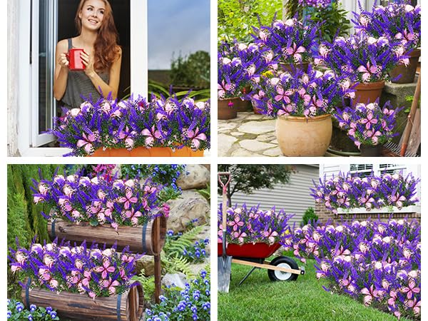 Kohlrabi Solar Garden Lights - 4 Pack Purple Lavender Butterfly Decor for Patio, Yard, Lawn, Christmas