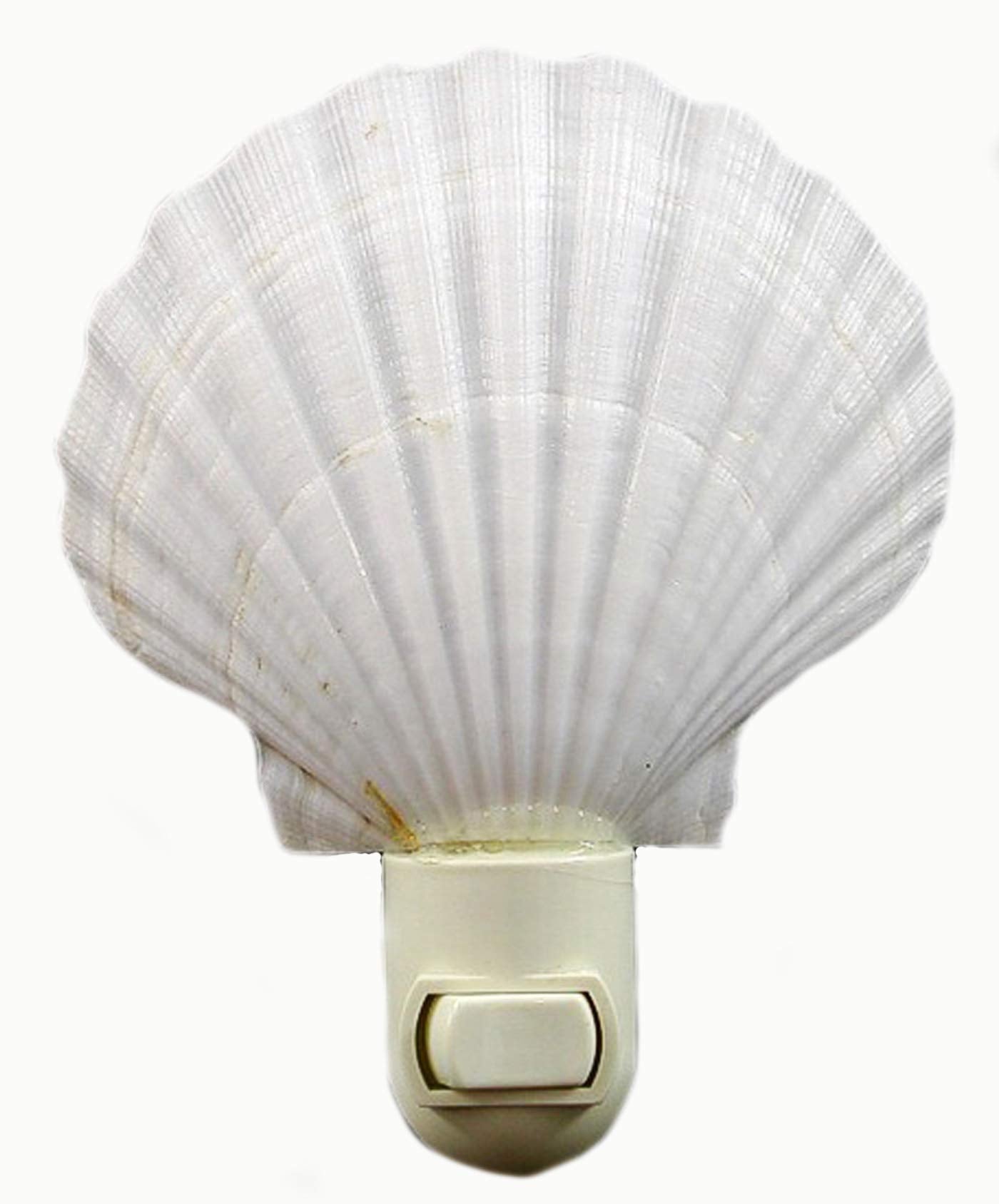 Florida Shells And Gifts Inc. Seashell Night Light Real White Scallop Shell Beach Decor W. On/Off Switch Beautiful Coastal Cottage