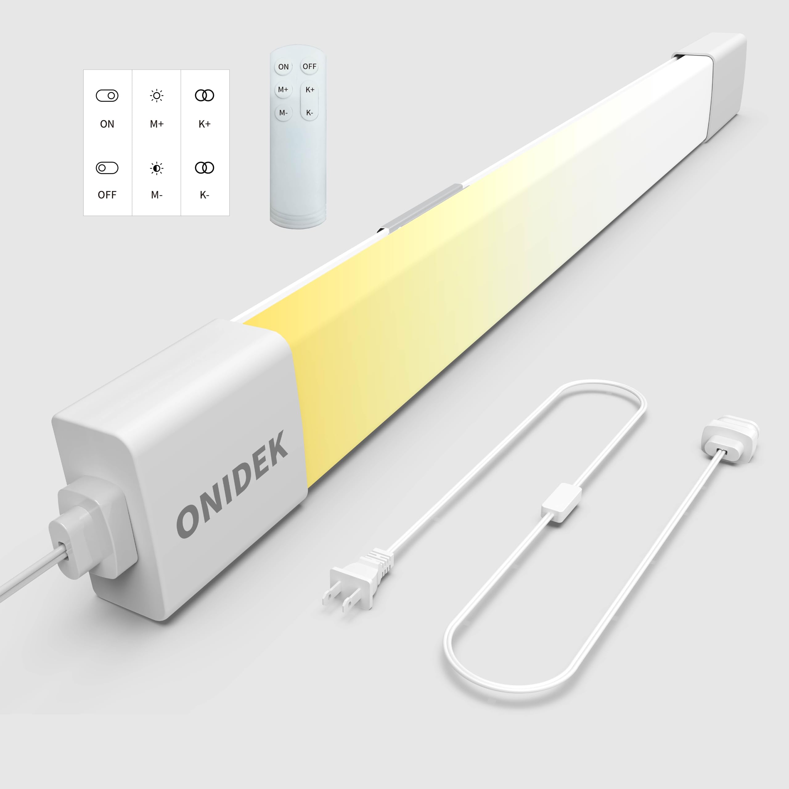 ONIDEK Under Cabinet Lights, 3000K-6500K Dimming, 18W 1800LM, 24 inch, White, Model LQ-SF-60