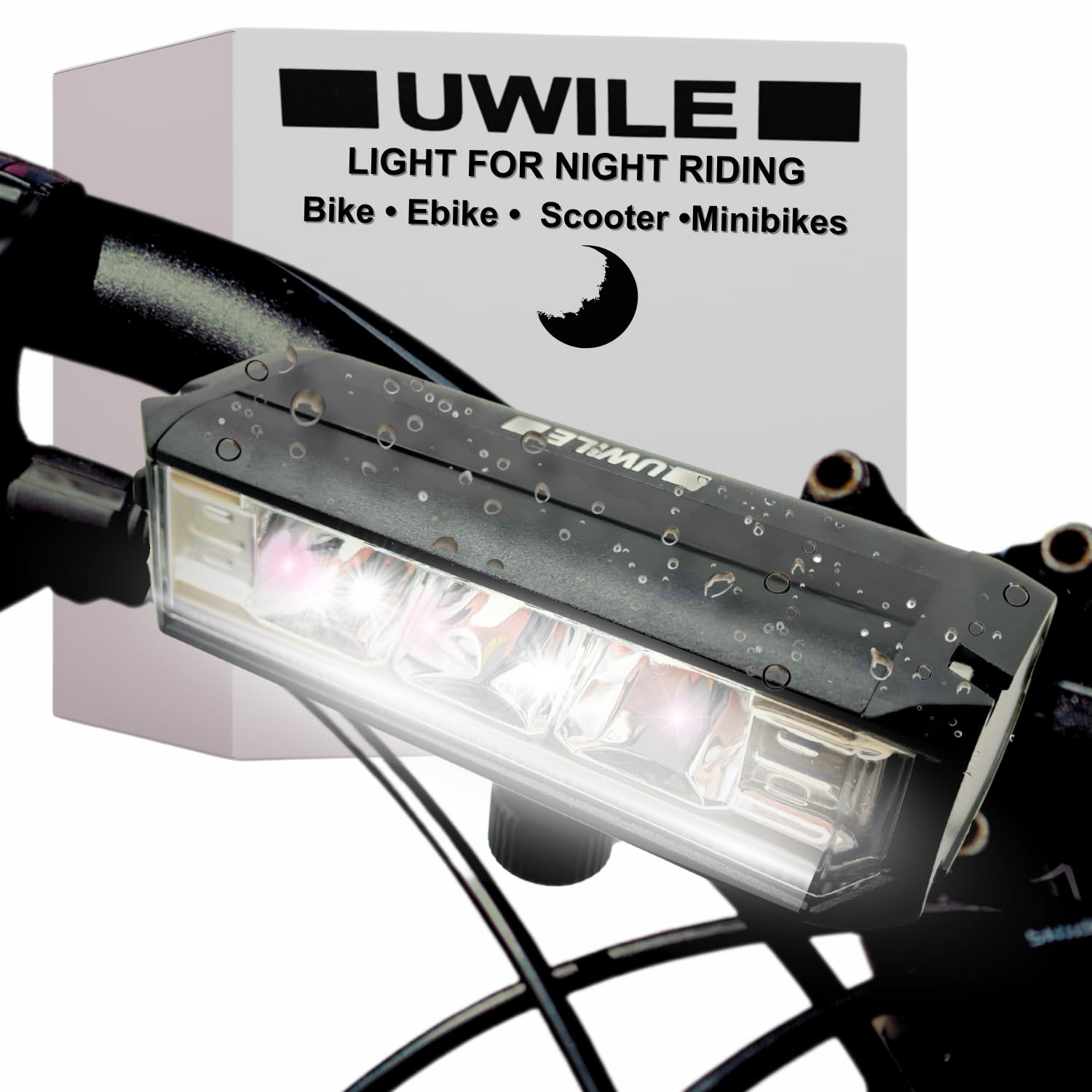 UWILE Ultra Bright Rechargeable Bike Led Light for Night Riding. Multiple Bean Modes. Firm Bracket for Tubular Handlebar.Bicycle