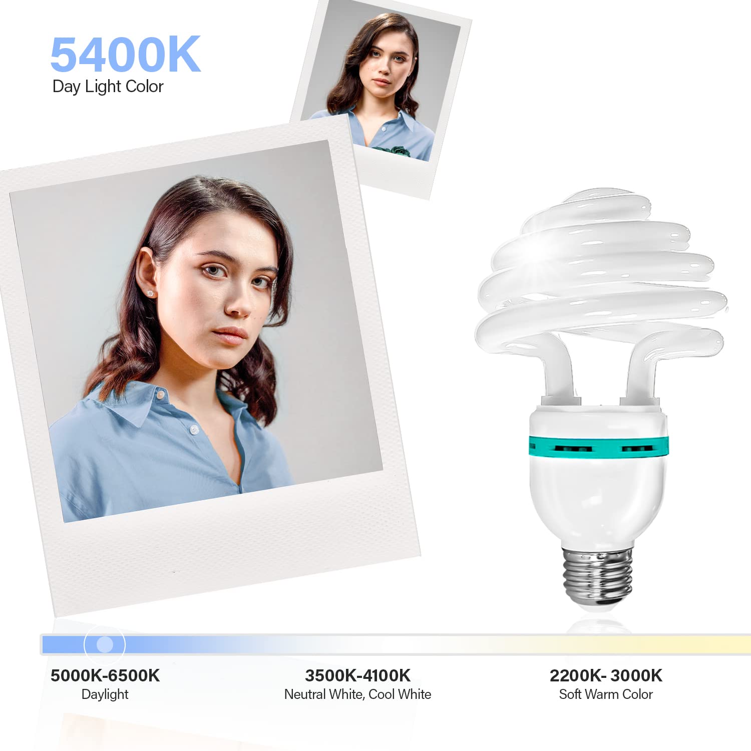 LS LIMO STUDIO CFL Fluorescent Bulbs 30W 5400K Umbrella Shaped E26 Base for Photography Lighting - 3 Pack