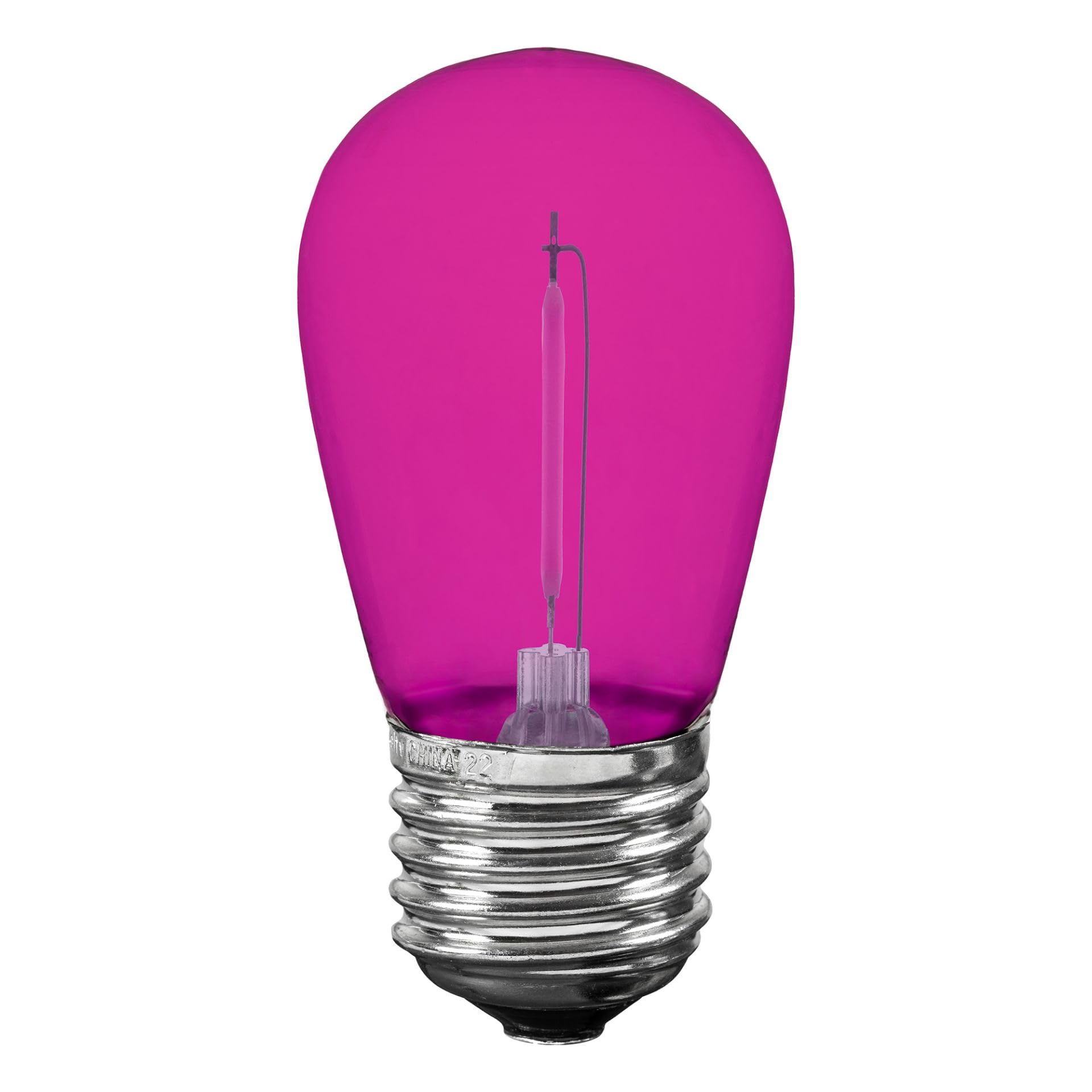 Novelty Lights S14 LED Outdoor String Light Replacement Bulbs, 25 Pack, Shatterproof Plastic, Pink, E26 Base, 30,000-Hour Lifespan