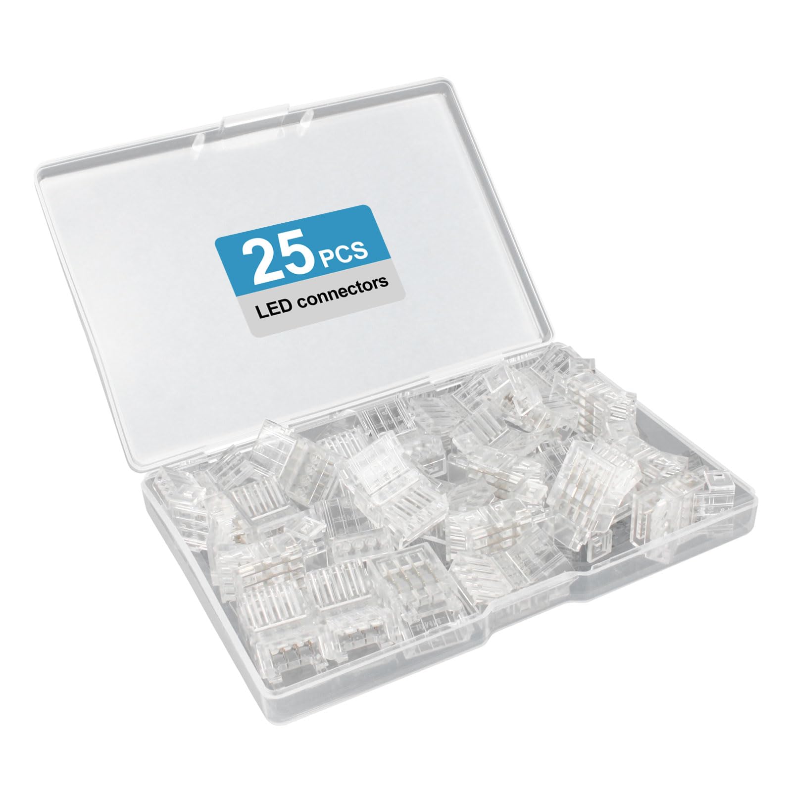 Rgbzone 25Pcs 4 Pin 8Mm Led Strip Connectors Gapless Solderless Led Strip To Wire Quick Connection For 8Mm Wide 5050/3528 Smd Rg