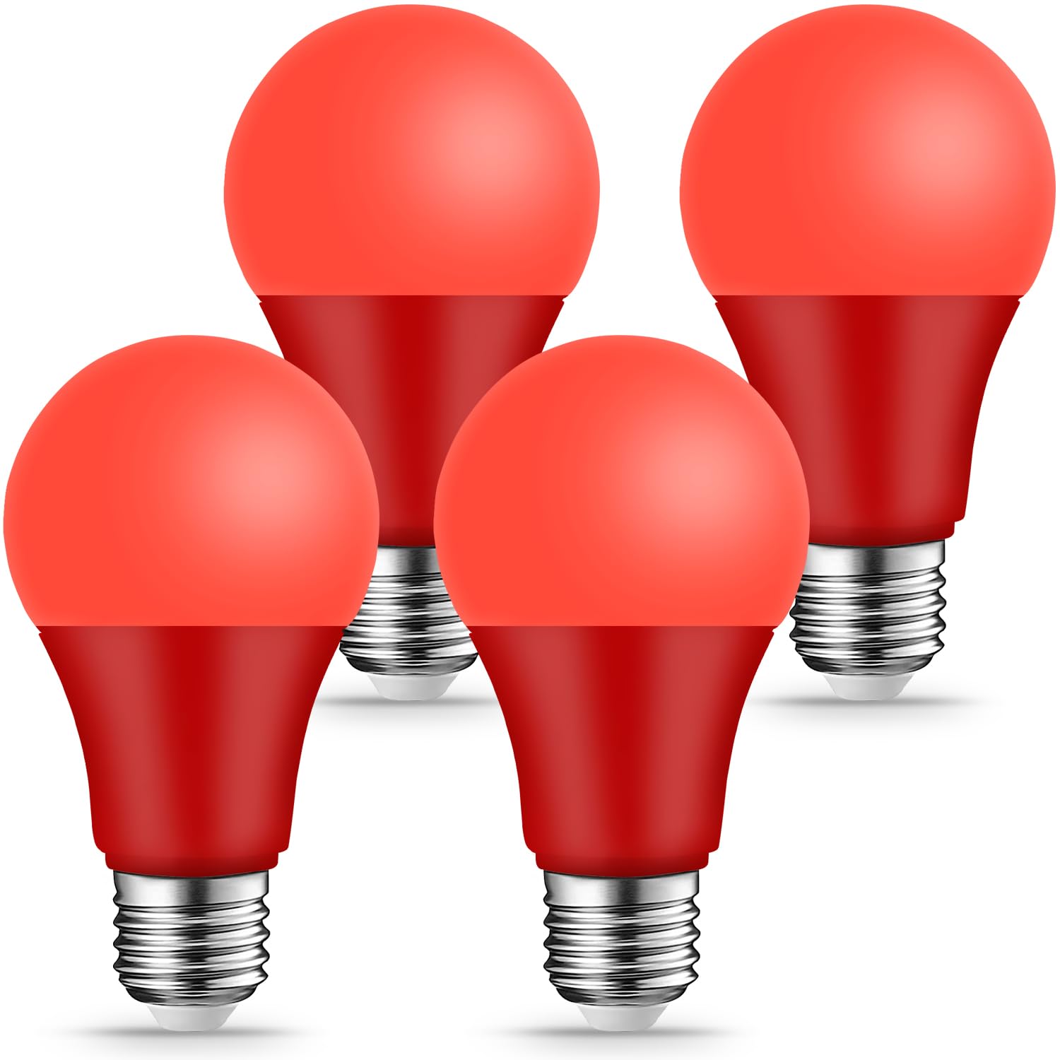 Kqhben Red Light Bulbs - [ 4 Pack ] - 9W(60W Equivalent) E26 Base Led Colored Light Bulb For Festivals Party Christmas Bar Event