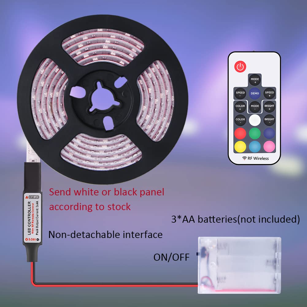 Abtong Led Strip Lights Battery Powered Rgb Led Battery Lights 17 Keys Remote Control 2Pcs 6.56Ft Waterproof Led Lights Strip Co