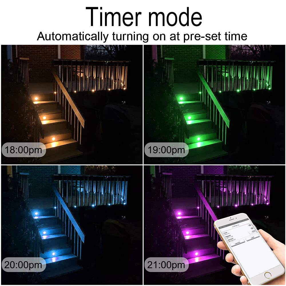 FVTLED 30-Pack LED Deck Lights Kit, WiFi Control, RGBW Waterproof Stainless Steel, Model D31B, Outdoor Stair & Path Decor