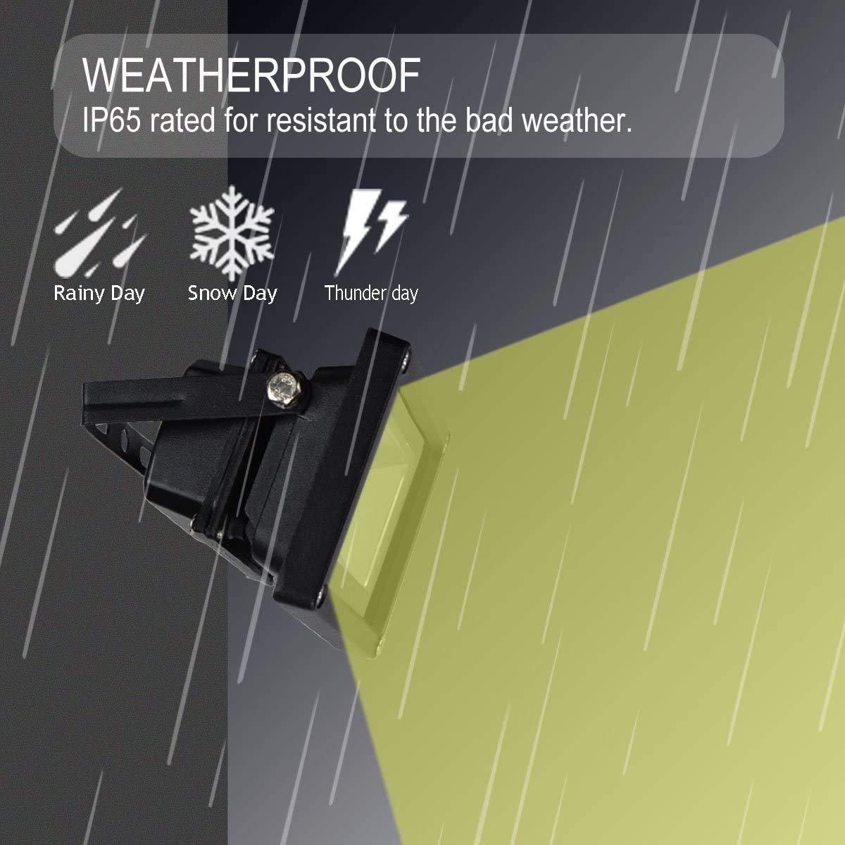 GLW 10W LED Flood Light - 12V Waterproof Outdoor Lights, 750lm, 10 Pack, Black Case, Equivalent to 80W Halogen, Model 6085