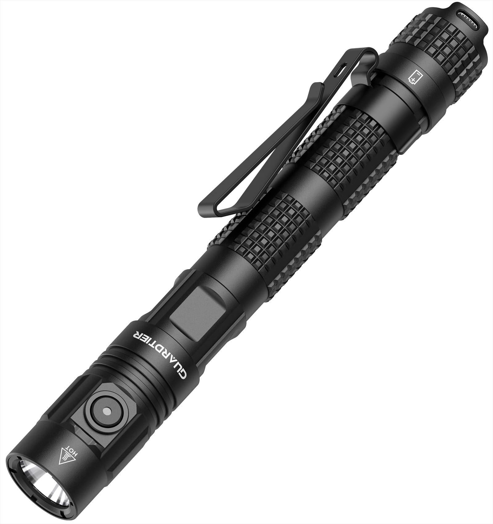 Guardtier ML70 1500 Lumen EDC Flashlight Rechargeable, Pen Style Self Defense Compact Tactical Flashlight with 2AA Dual Power, I