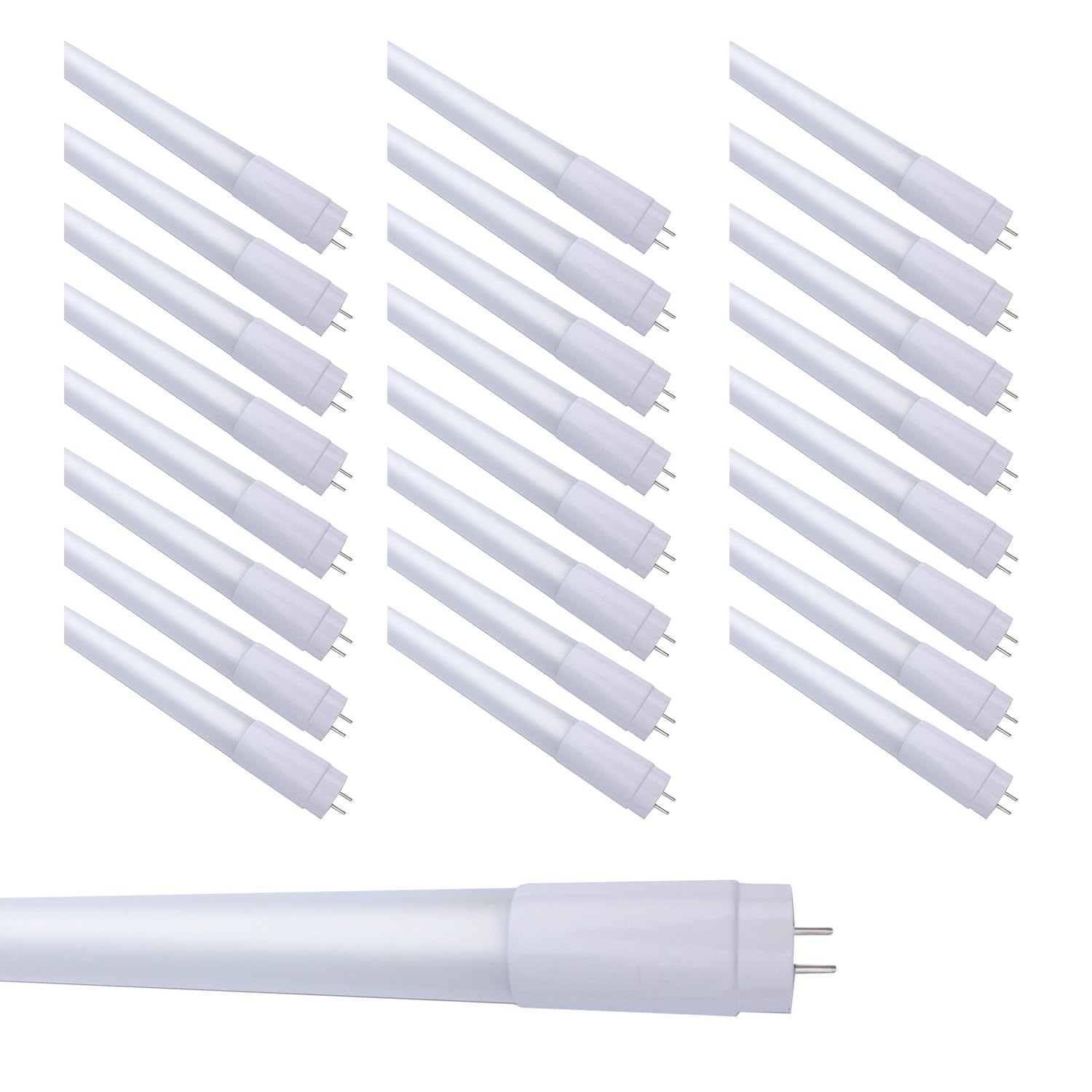 LEDONE T8 4FT Tube Light Bulbs, Frosted Glass Tube,Type B Single or Double Ended, 4000K Daylight, 9W, 1750LM, 120-277V, DLC UL N